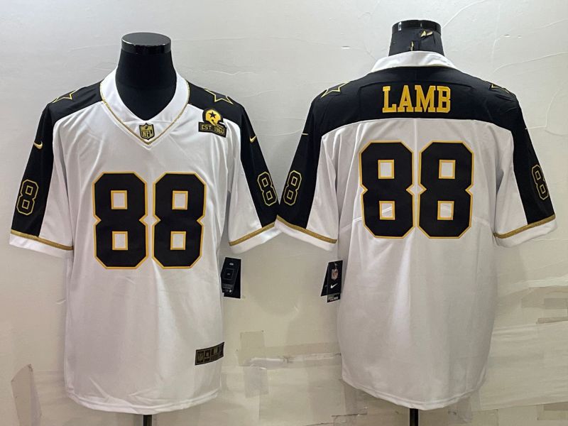 Men Dallas Cowboys #88 Lamb White Gold Thanksgiving 2022 Nike Limited Vapor Untouchable NFL Jersey